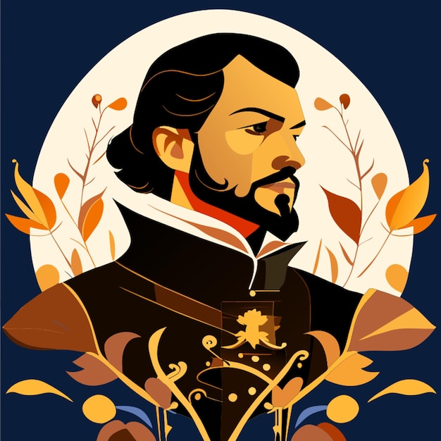 Vector renaissance style character illustration vector illustration