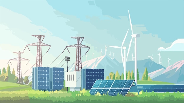 Renewable Energy Electric Power Vector Illustration