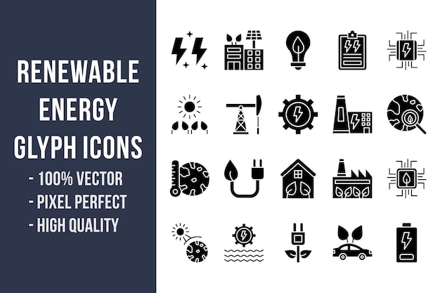 Renewable Energy Glyph Icons