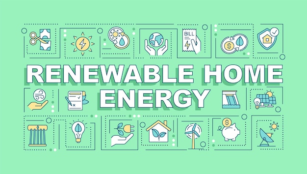 Renewable home energy word concepts green banner