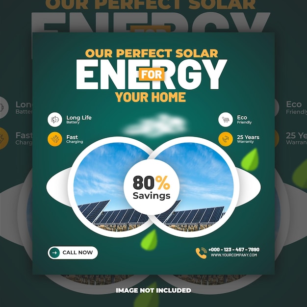 Renewable solar energy social media post template design