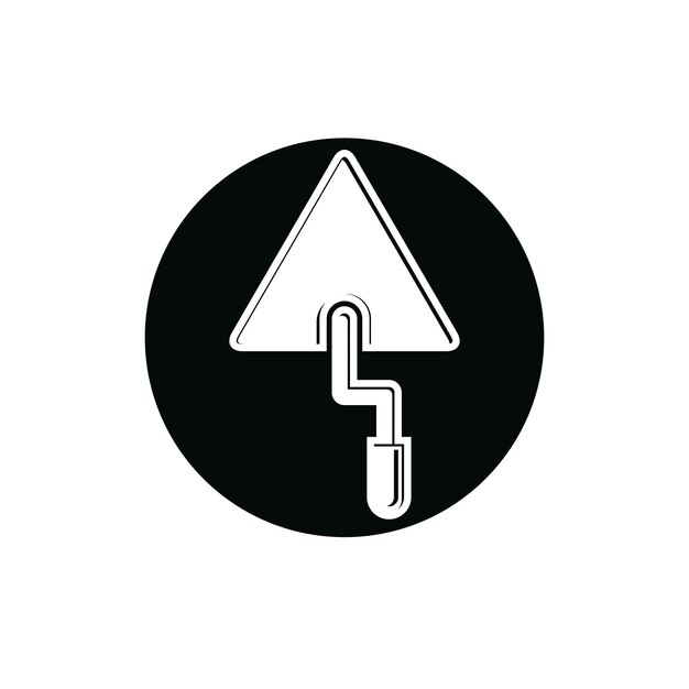 Renovation and repair instrument, spatula. Graphic puttying tool, technical utensil. Building theme vector symbol.