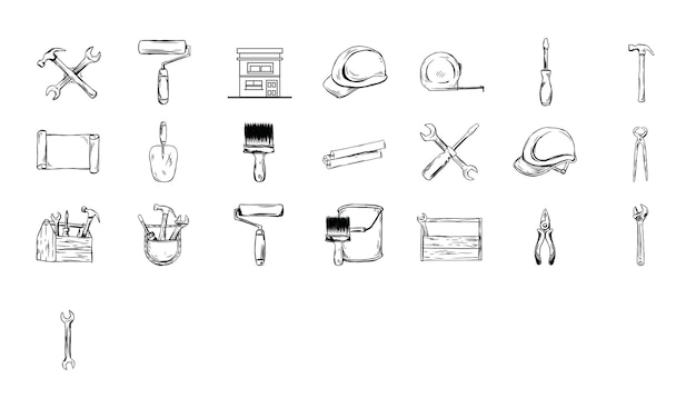 renovation tools handdrawn collection