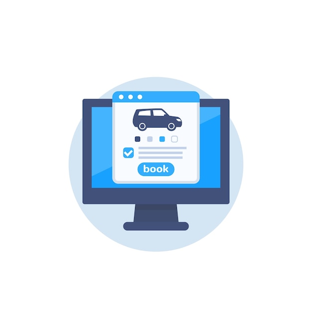 Rent car online, vector icon