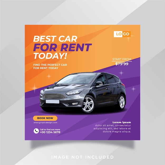 Rent car for social media instagram post banner template