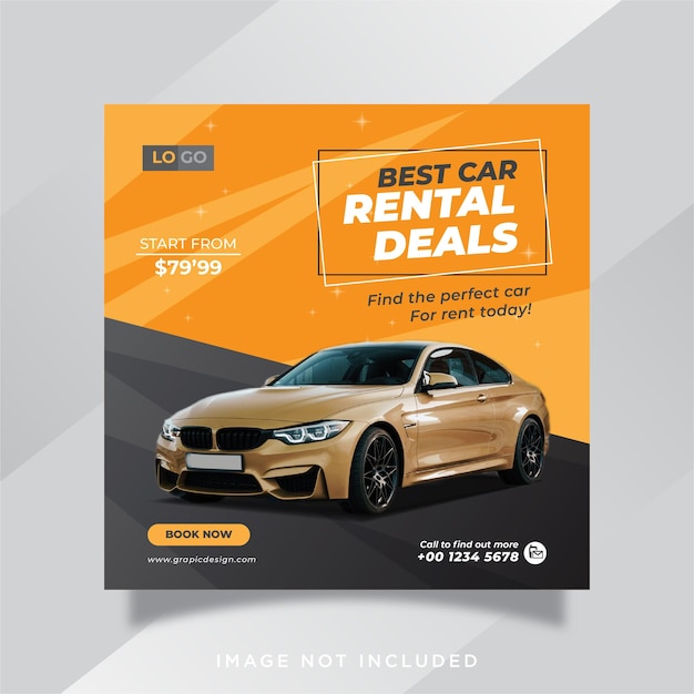 Rent car for social media instagram post banner template