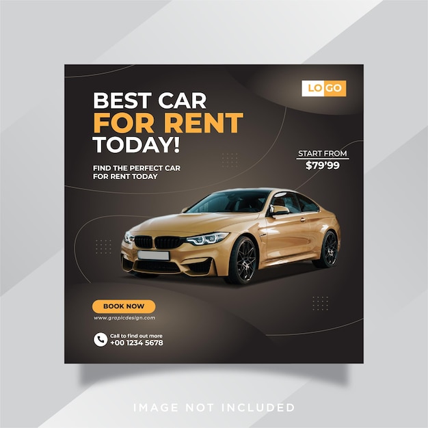 Rent car for social media instagram post banner template