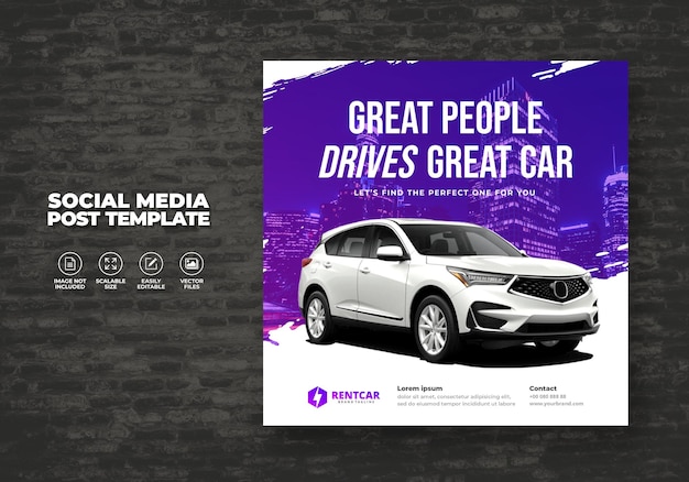 RENT CAR FOR SOCIAL MEDIA POST BANNER MODERN TEMPLATE