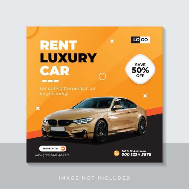 Rent car for social media post banner template