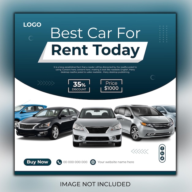 Rent car for social media post Design or web banner template Premium Vector