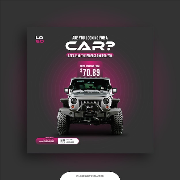 Vector rent car social media post template or instagram post template