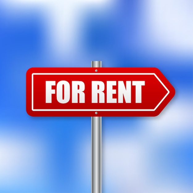 For rent sign in flat style on sky background Vector flat design Business concept Banner vector