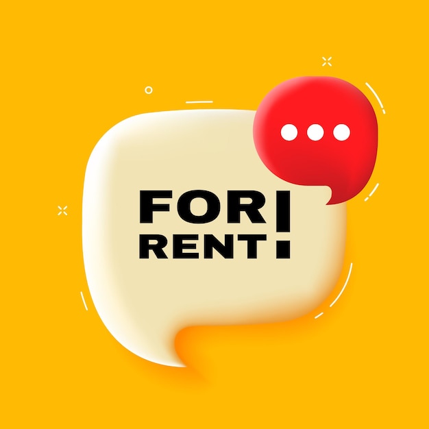 For rent Speech bubble with For rent text 3d illustration Pop art style Vector line icon for Business and Advertising