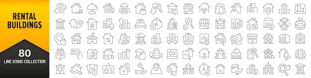 Rental and buildings line icons collection Big UI icon set in a flat design Thin outline icons pack Vector illustration EPS10