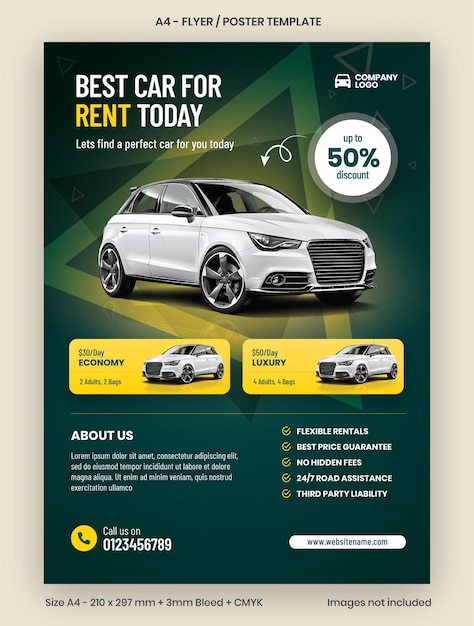 Rental Car Deals and Discount Flyer Template