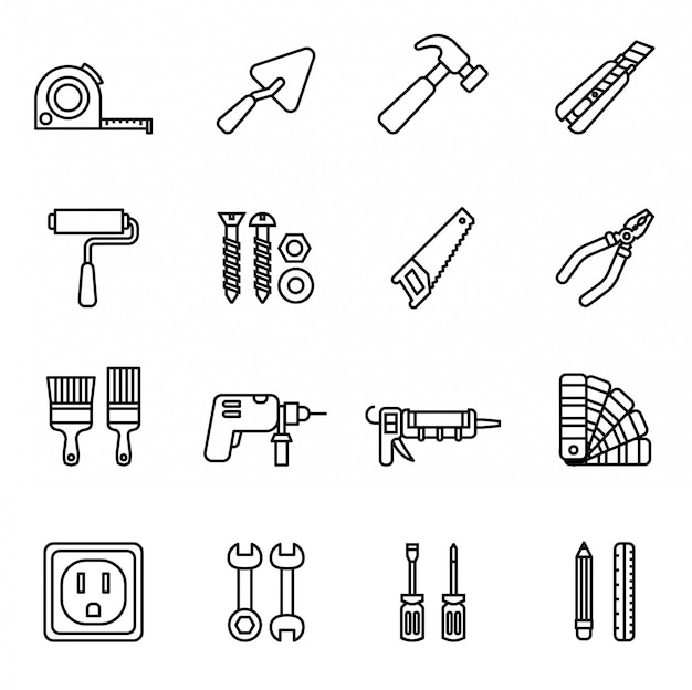 Repair and construction tools icon set. 