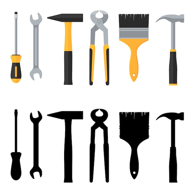 Repair and construction vector tools icons set