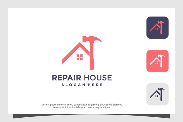 Repair house logo design with creative concept Premium Vector