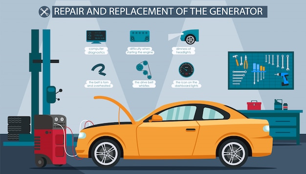 Repair And Replacement Generator Illustration.