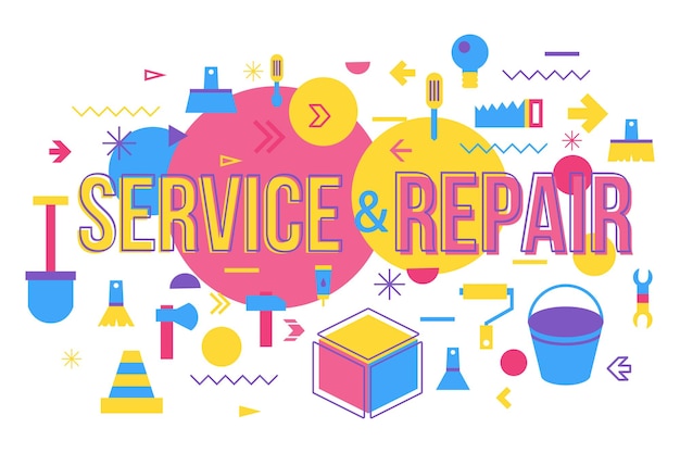 Repair shop word concept banner design. Maintenance service vector illustration with typography