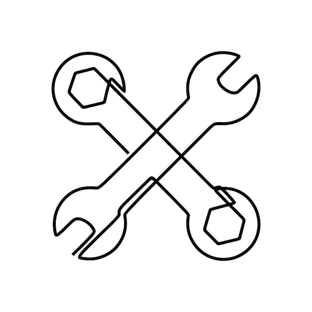 Repair tools symbol oneline continuous line art