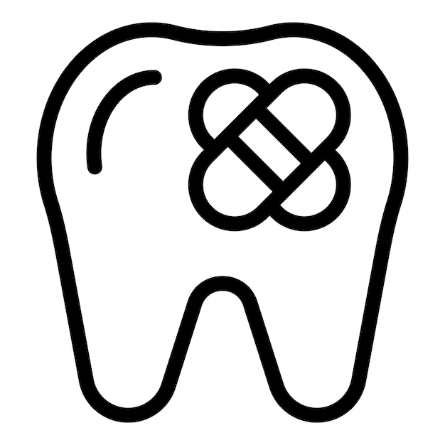 Repaired tooth icon outline vector Stomatology remedy