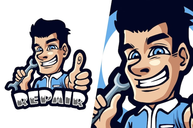 Repairing Service Mascot Logo Illustration