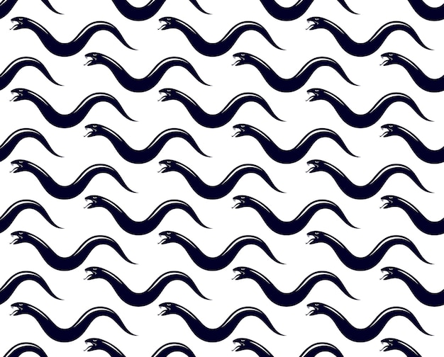 Repeat snakes seamless vector pattern, tiling endless background with venom reptiles in vintage style, subculture rock n roll and hard rock theme.