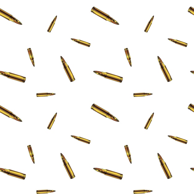 Repeated bullets gold ammunition seamless pattern background