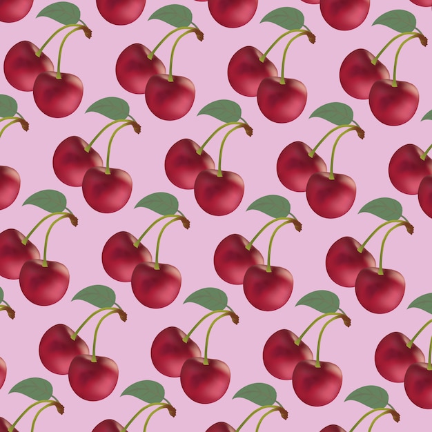 Vector repetitive  from red cherries of pink background