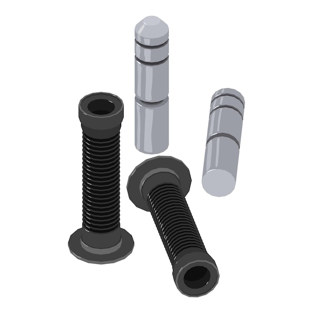 Vector replacement part icon isometric vector black handlebar grip bike connecting pin bicycle spare part repair concept