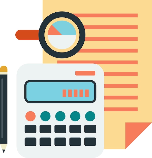 Report and calculator illustration in minimal style