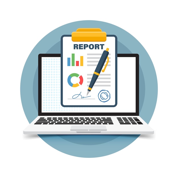 Vector report document icon in flat style dashboard plan vector illustration on isolated background analysis sign business concept