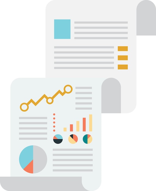 Vector reports and statistics illustration in minimal style