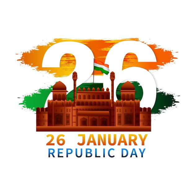 Republic day celebration with 26 january font