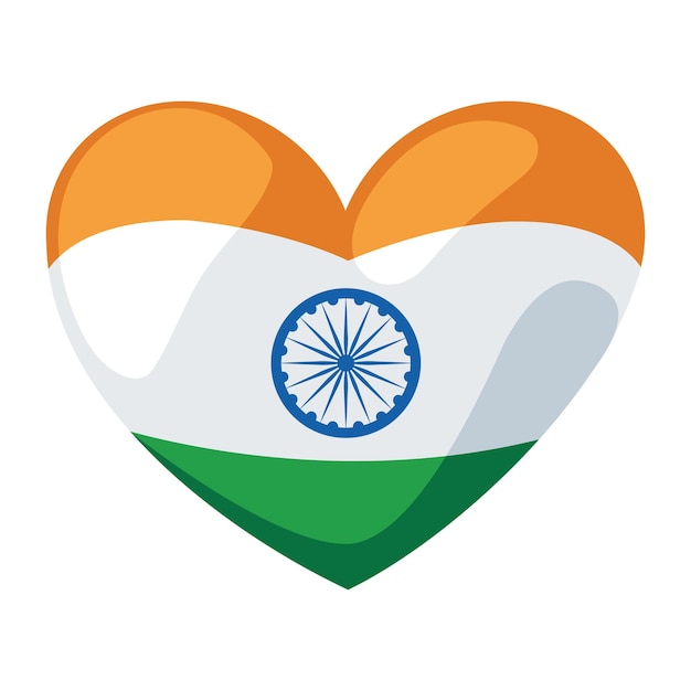 republic day india heart flag