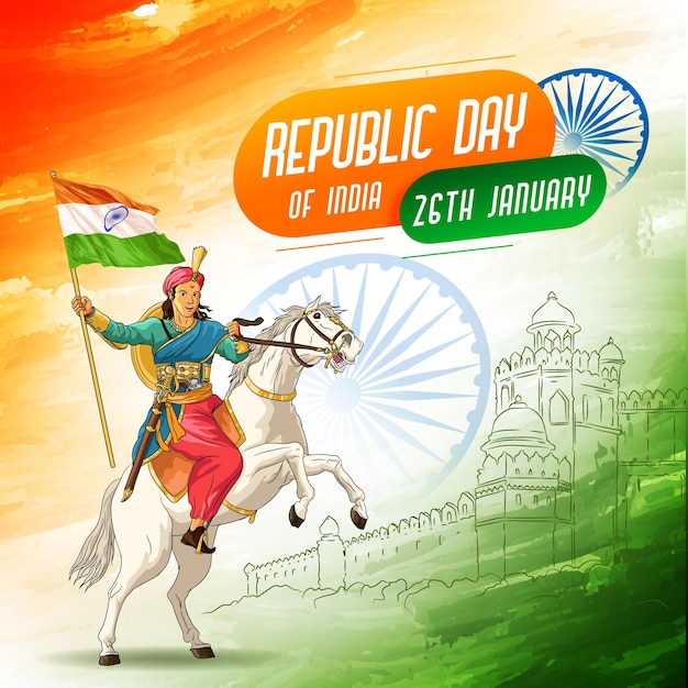 Republic day poster template vector file