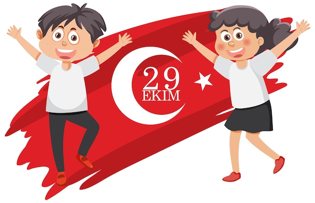 Republic Day of Turkey with cartoon character