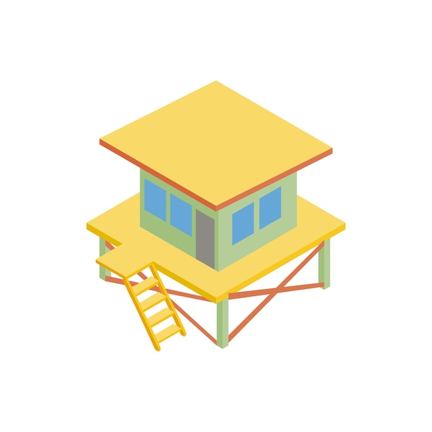 Rescue tower icon in isometric 3d style isolated on white background Beach symbol