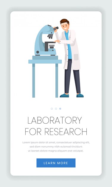 Vector research laboratory mobile webpage template