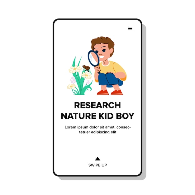 Research nature kid boy vector