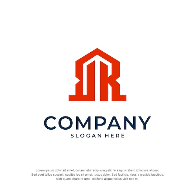 residence logo initial gr premium vector