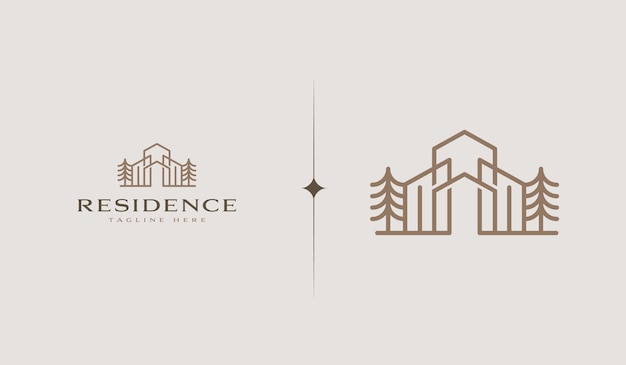 Residence Monoline Logo Template Universal creative premium symbol Vector illustration