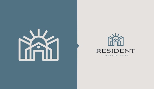 Residence Monoline Logo Template Universal creative premium symbol Vector illustration