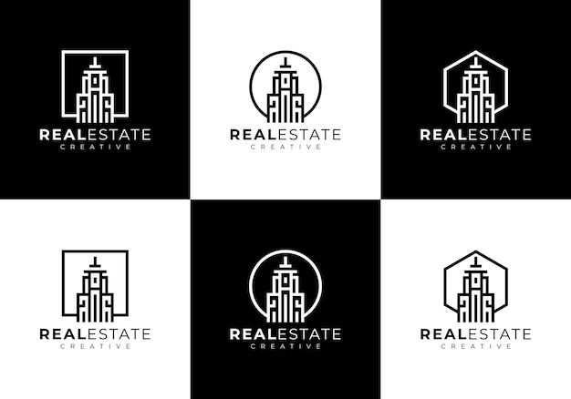 Residential building set collection logo template