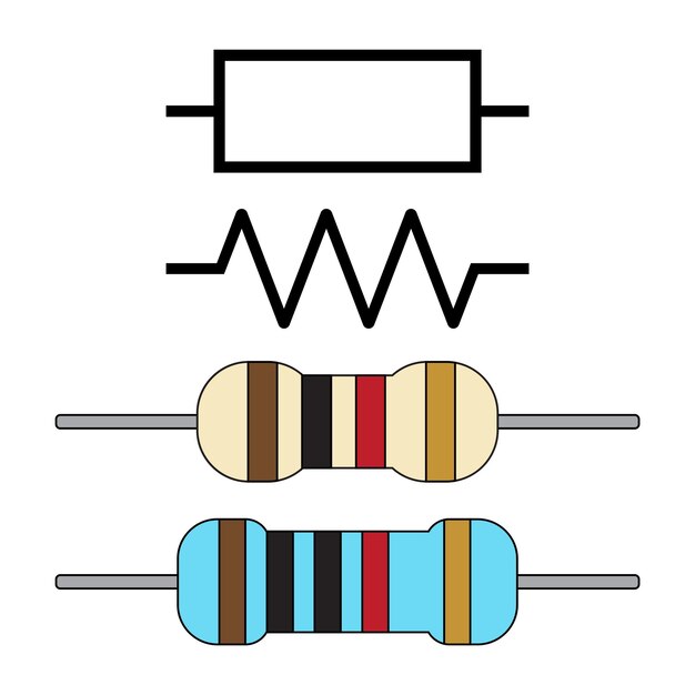 Vector resistor vector and illustration with symbol. electronic component. physics education science.