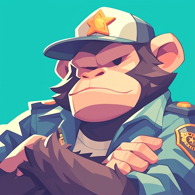 A resourceful monkey police cartoon style