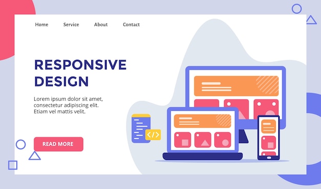 Responsive design concept campaign for web website home homepage landing page template banner with flat style. vector