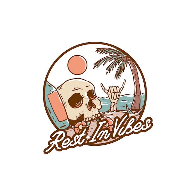 Rest in vibes skull illustration beach t shirt design