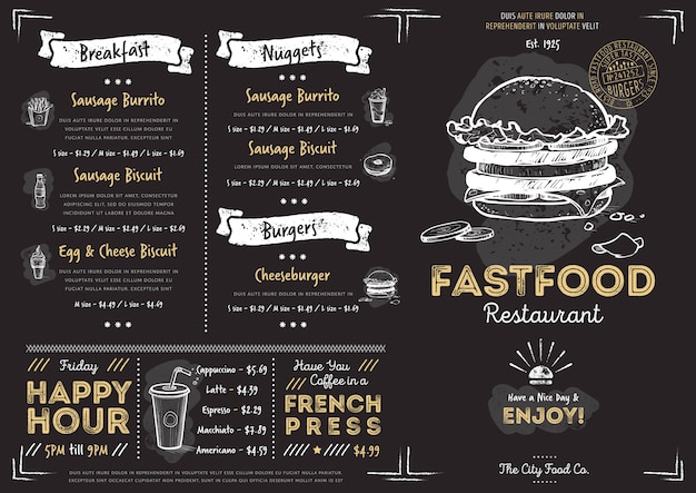 Restaurant cafe fast food menu template